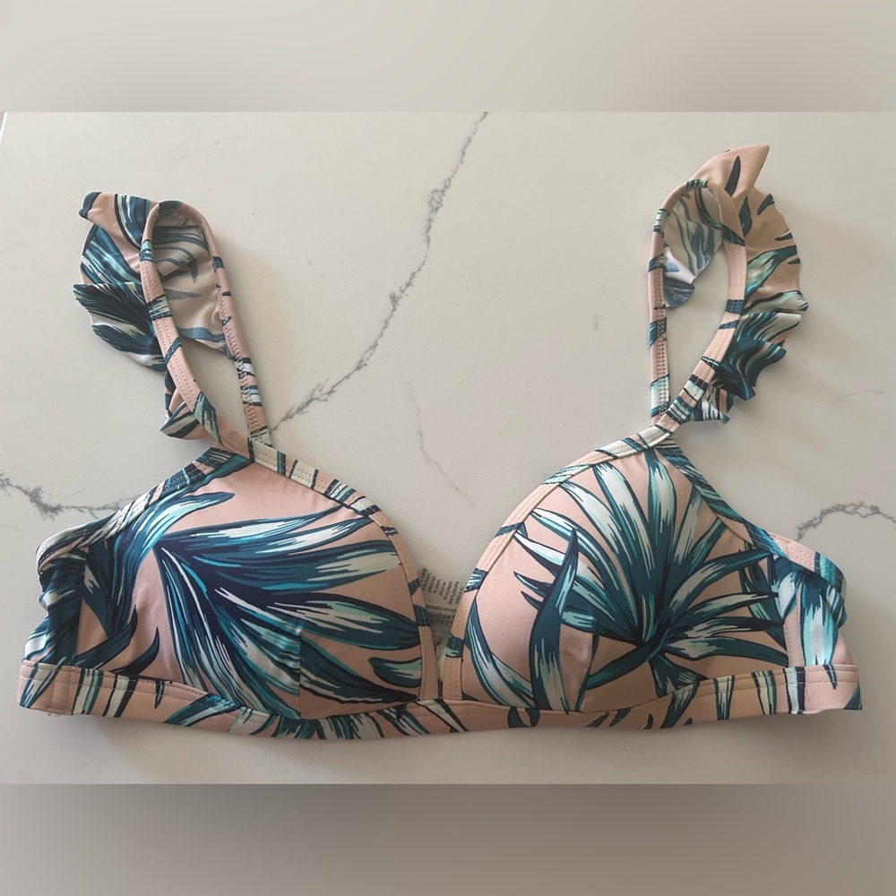 PINK by Victoria’s Secret Pink Tropical Palm Bikini Top Large